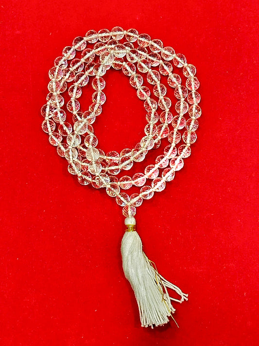 Diamond cut sphatik mala