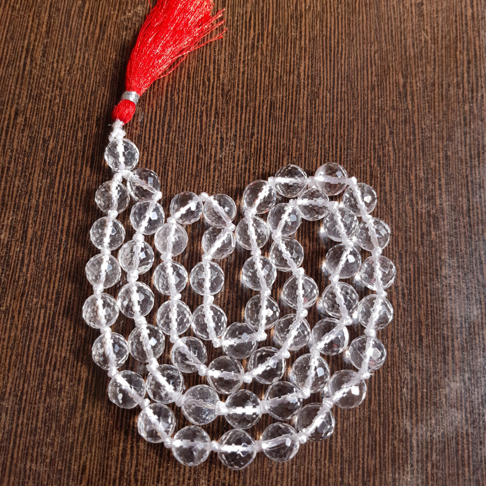 Diamond cut sphatik mala