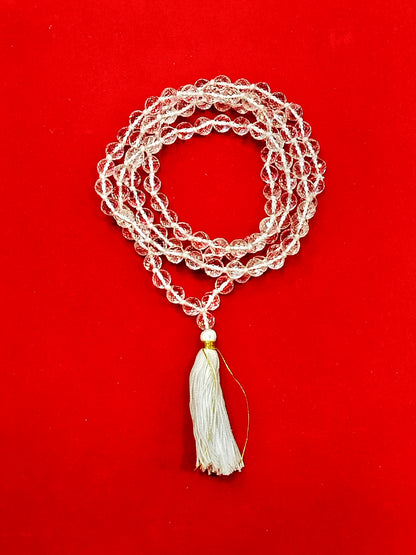 Diamond cut sphatik mala