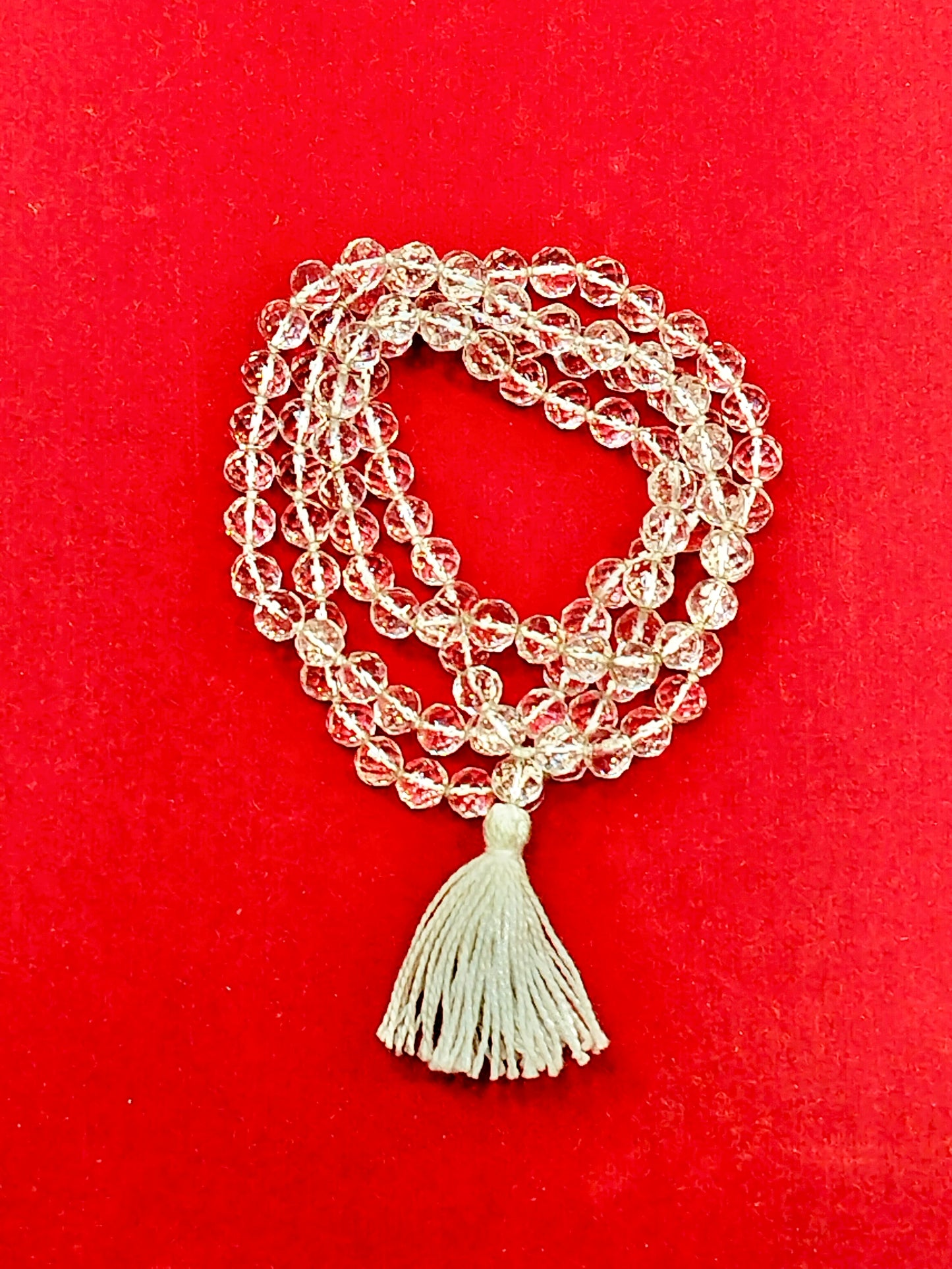 Diamond cut sphatik mala