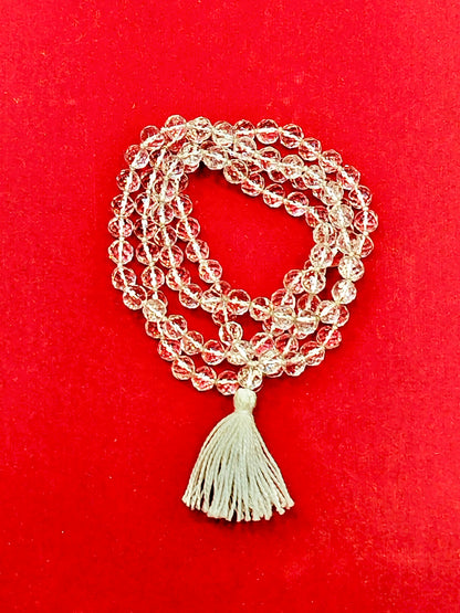 Diamond cut sphatik mala
