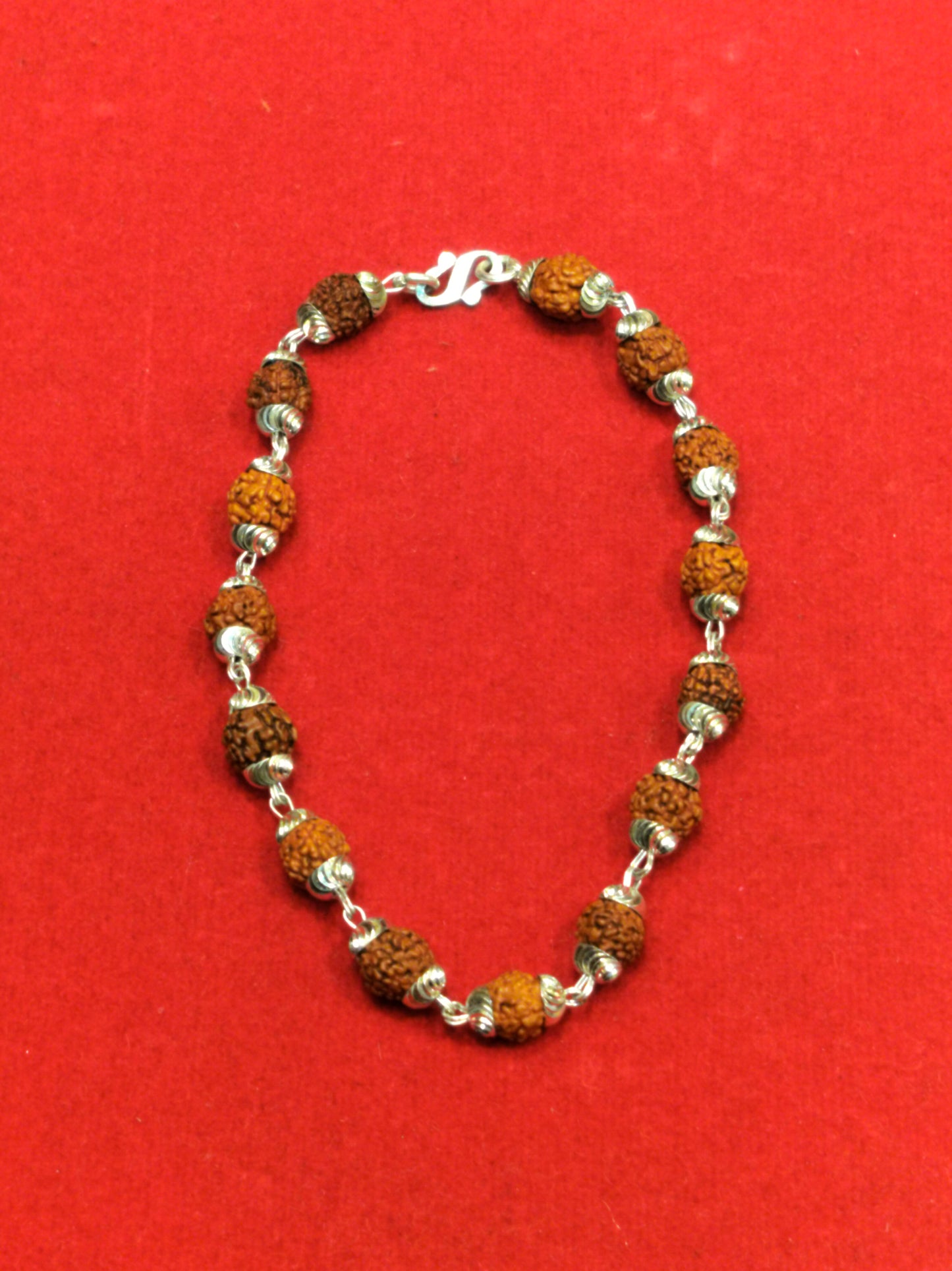 Real silver cap coated 5 mukhi rudraksha bracelet